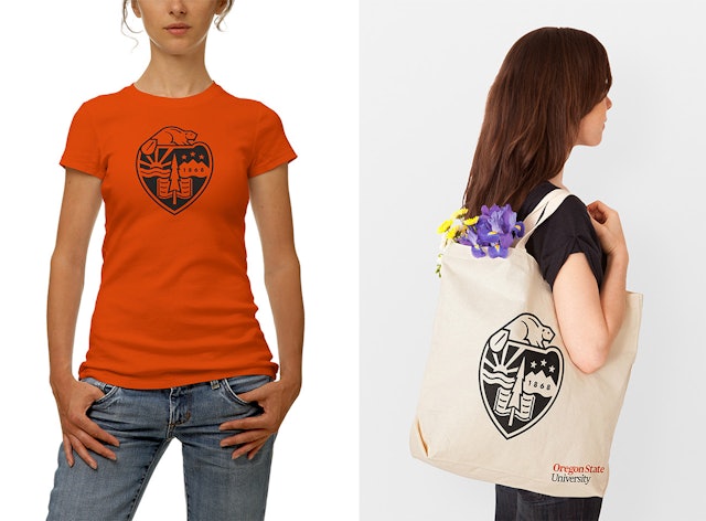 The mark’s heart-shaped shield symbolizes Oregon State’s reputation as the “The Heart of Oregon.